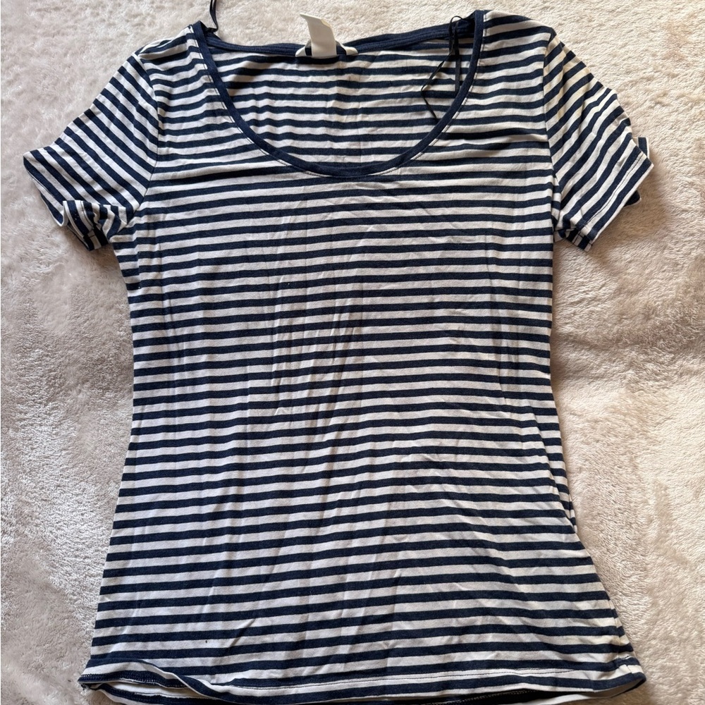 H&M Navy and White Striped Short Sleeve Tee